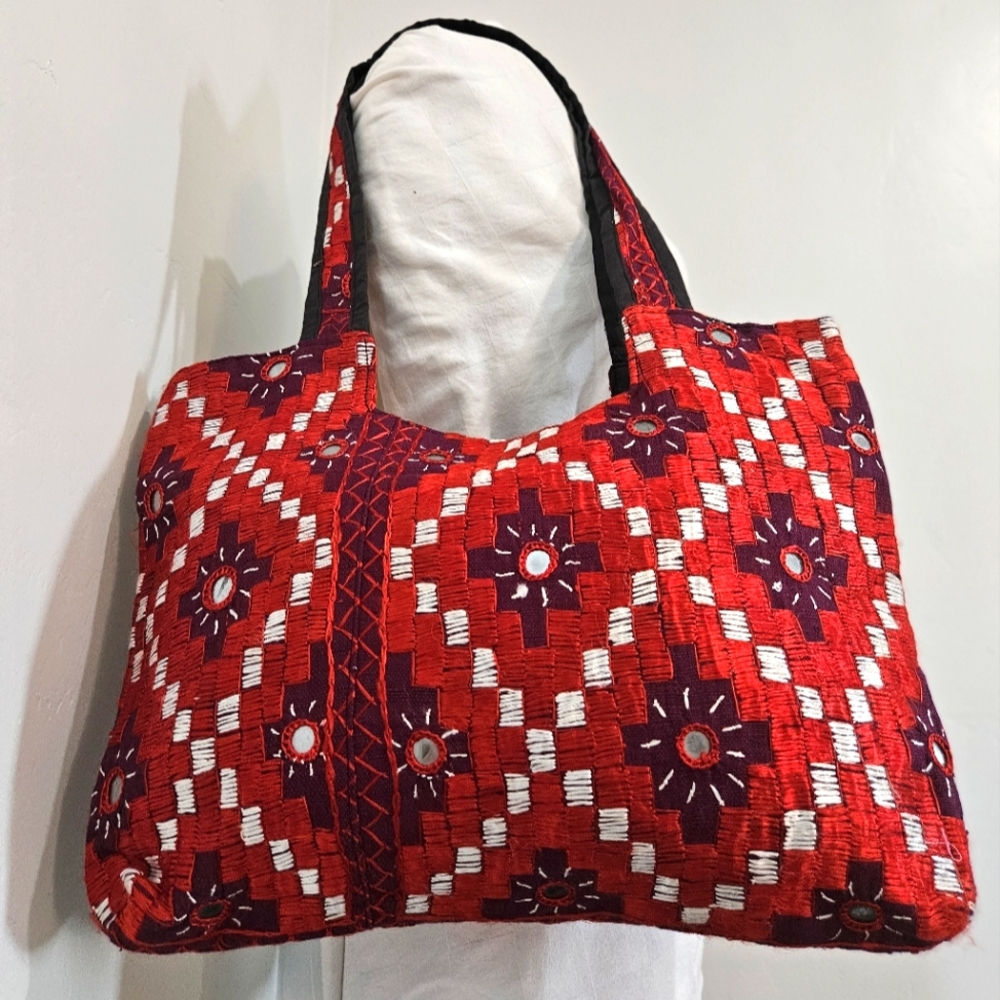 Handmade Embroidered & Mirrored Vintage Tribal Gypsy Purse from Rajasthan India